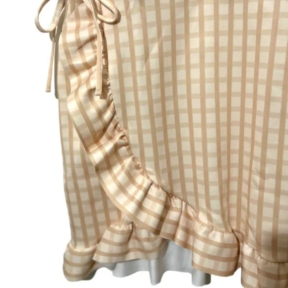 NWT ASOS Cami Faux Wrap Gingham Butter Yellow Mini Dress Sz 10 - Picture 5 of 12
